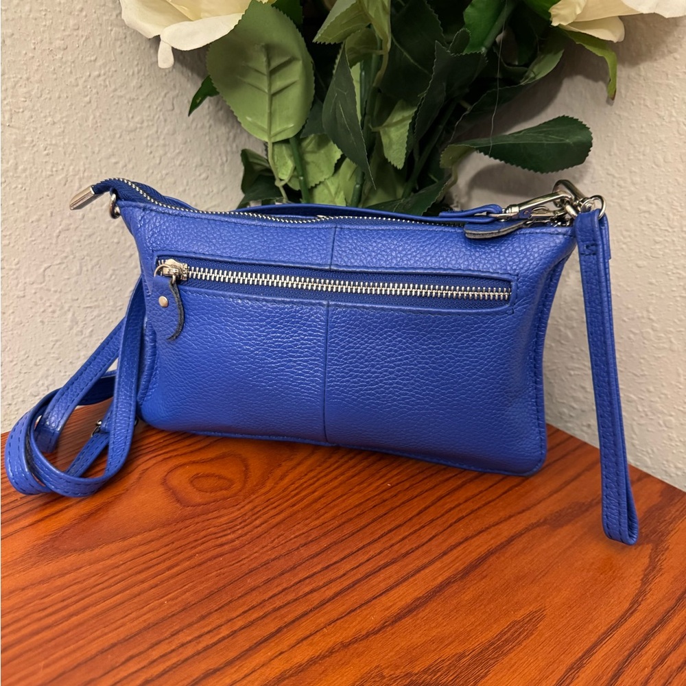 BEFEN Royal Blue Leather Crossbody Bag with Silver Hardware